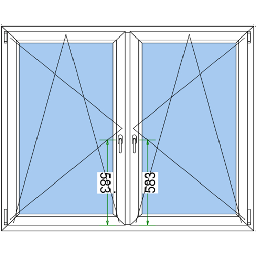 Bleckhall Kipp-Dreh fönster PVC 2-luft med fast mittpost 3-glas